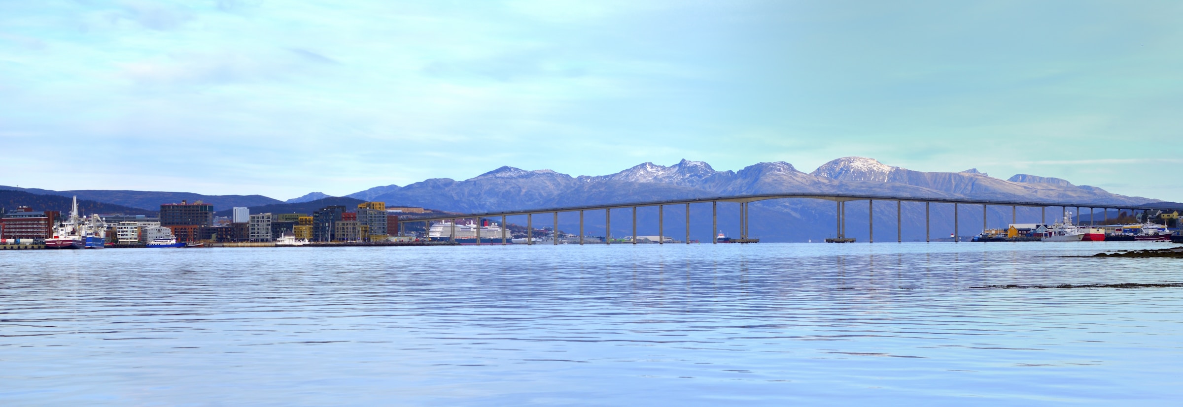Tromsø ringed by Arctic peaks & the Arctic Cathedral, Norway