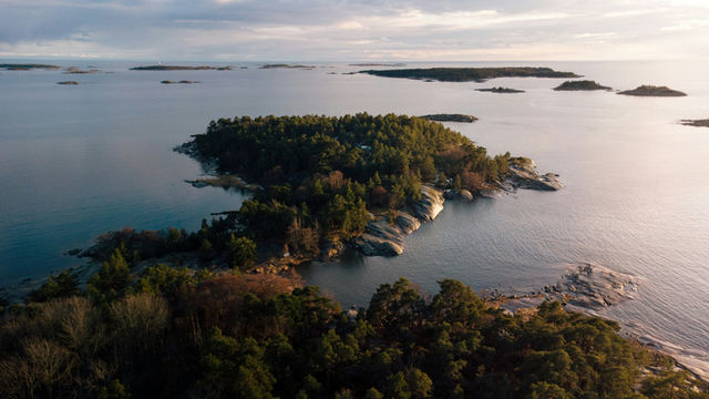Aerial photo of a peninsula on the Finnish coast