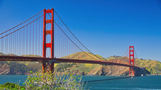 The Golden Gate bridge in San Francisco on a beautiful day in California, USA.