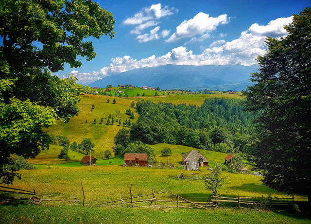 Amazing, authentic rural landscape in the Romanian mountains