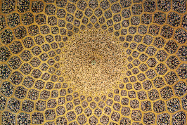 The interior side of the dome of the Sheikh Lotf-Allah mosque in Isfahan, Iran