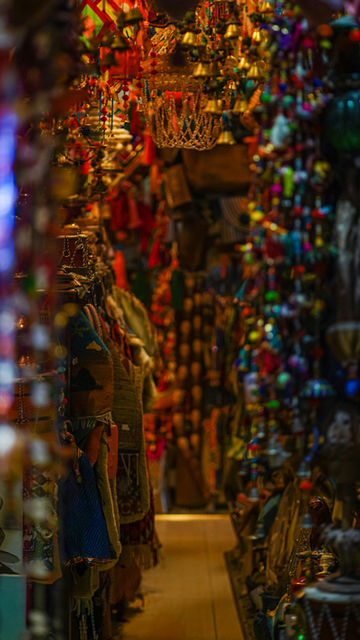 A bazaar stall crammed with colour
