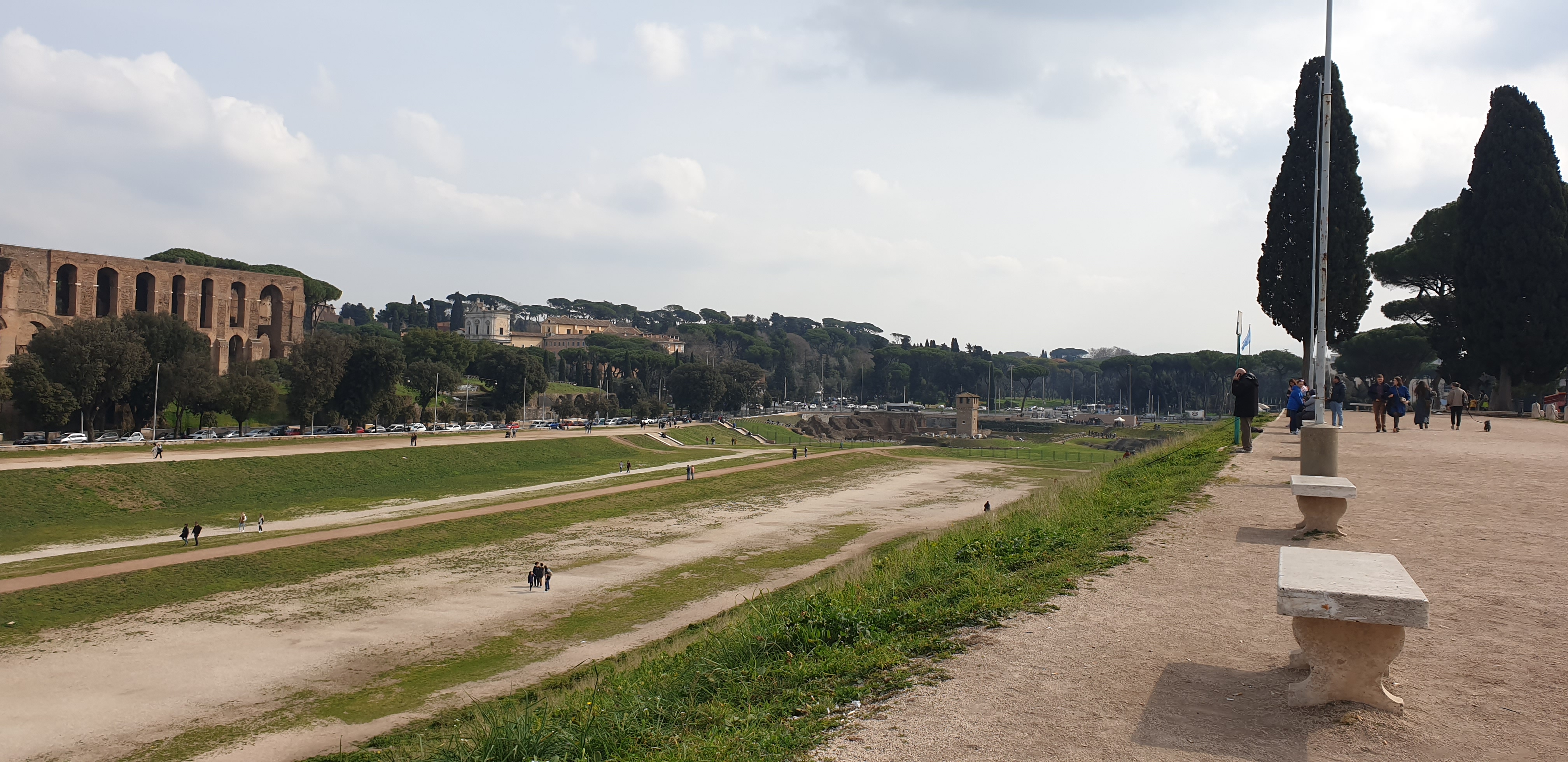 The grassy expanse of the Circus Maximus today