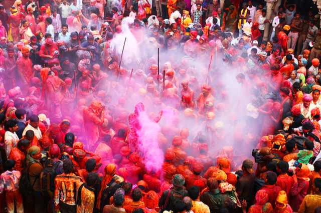Holi festival celebration in Barsana, India