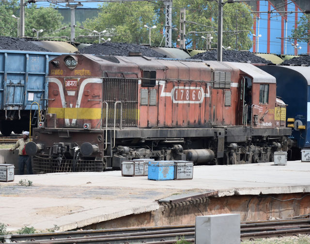 A WDM-2 jumbo at Agra Railway Station