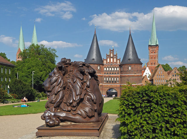 Holstentorplatz in Lübeck. Germany