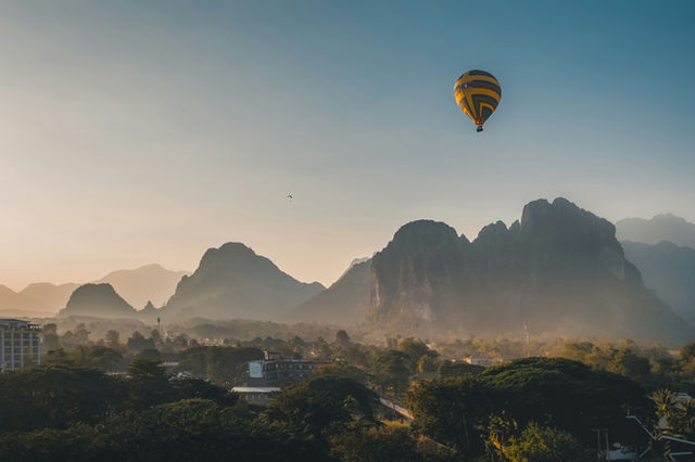 Sunset over Vang Vieng, Laos.
