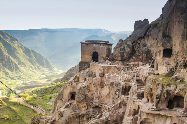 Vardzia cave monastery in the mountains of Georgia.