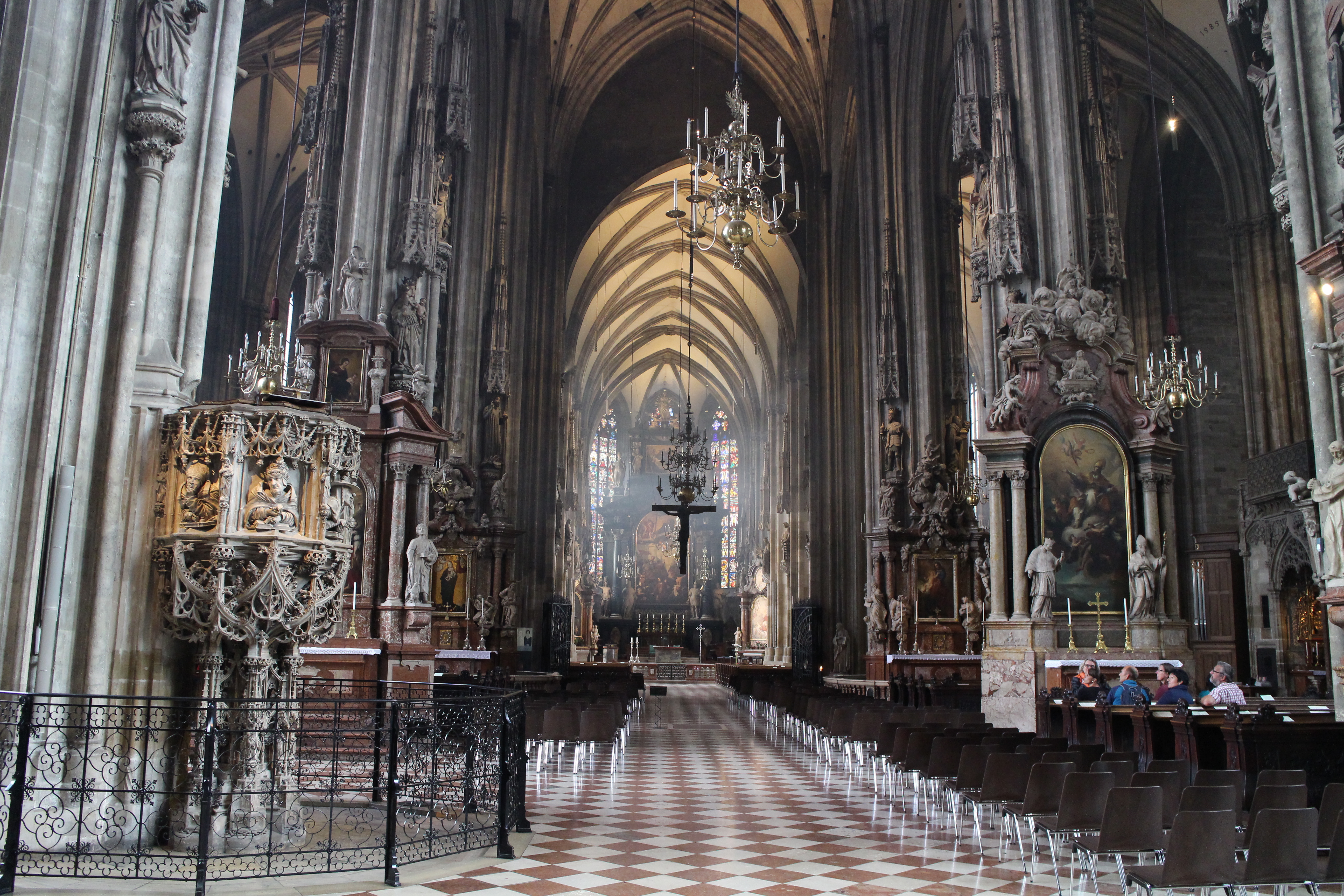 Gothic interior of St Stephen's Cathedral, Vienna