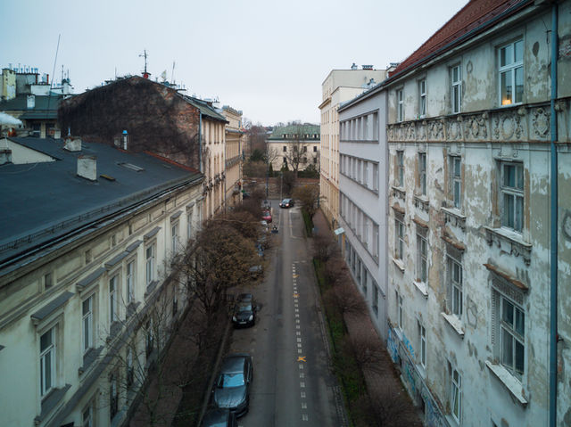 Czapskich street, view to N, bird's eye view 2025, Kraków, Poland
