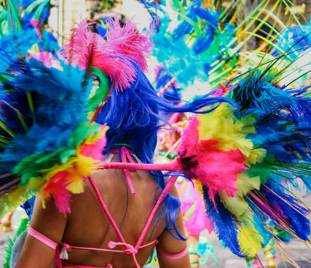 A headdress carried through the parade — the Paris tropical carnival