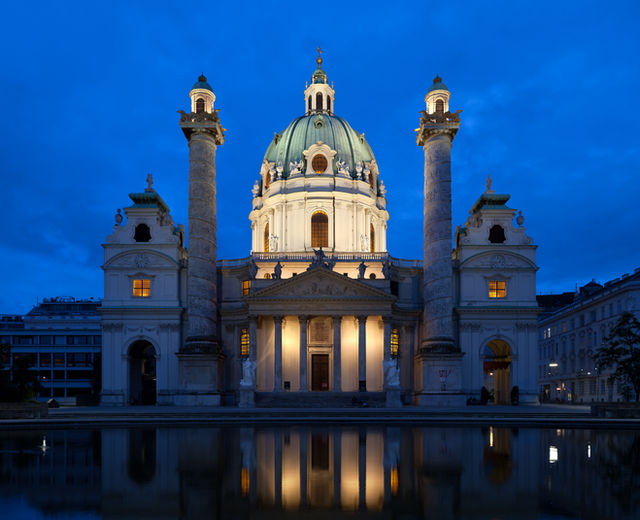 Karlskirche in the evening, Vienna
