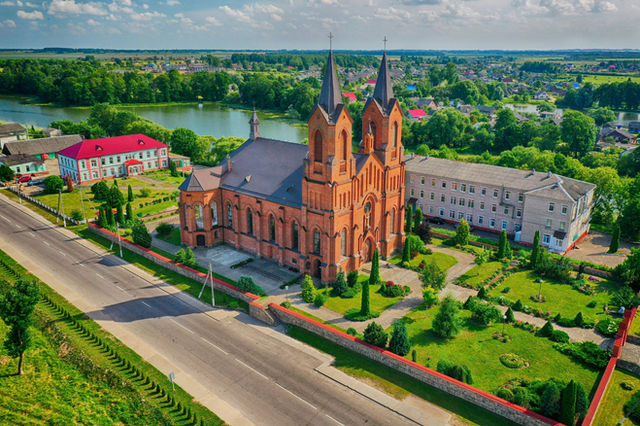 Catholics church in small Belarus city Miory, one of the popular place for tourists.