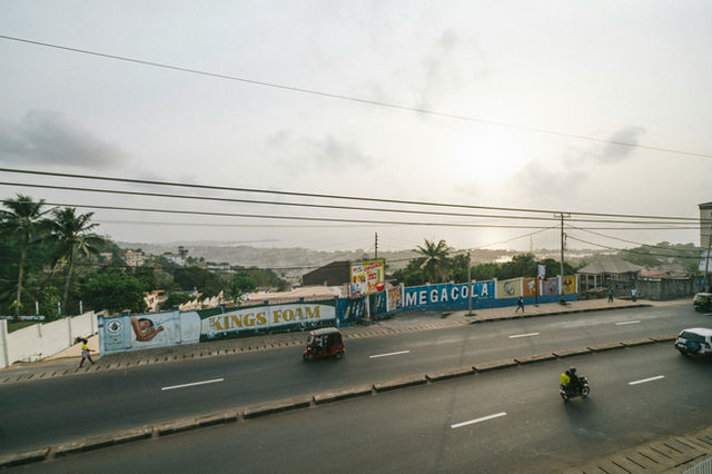 Street scene. Cars in Freetown, Sierra Leone