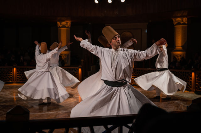 Dervishes during the Sema whirling ceremony