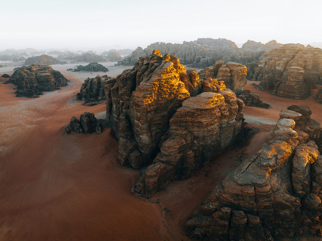 Sandstone plateau, Hisma Desert – NEOM, Saudi Arabia | The NEOM Nature Reserve region is being designed to deliver protection and restoration of biodiversity across 95% of NEOM.
