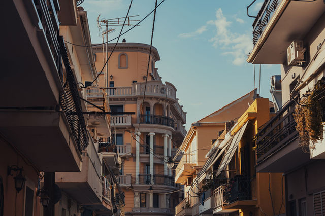 A picturesque view of urban architecture in Zakynthos, Greece during a sunny day.