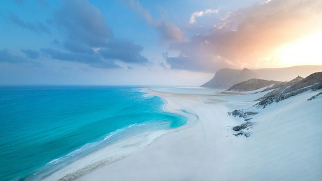 Beautiful sunrise above Detwah lagoon on the Socotra island
