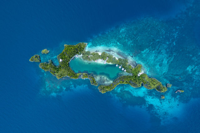 Aerial view to Rufas island near Pyanemo at Raja Ampat.