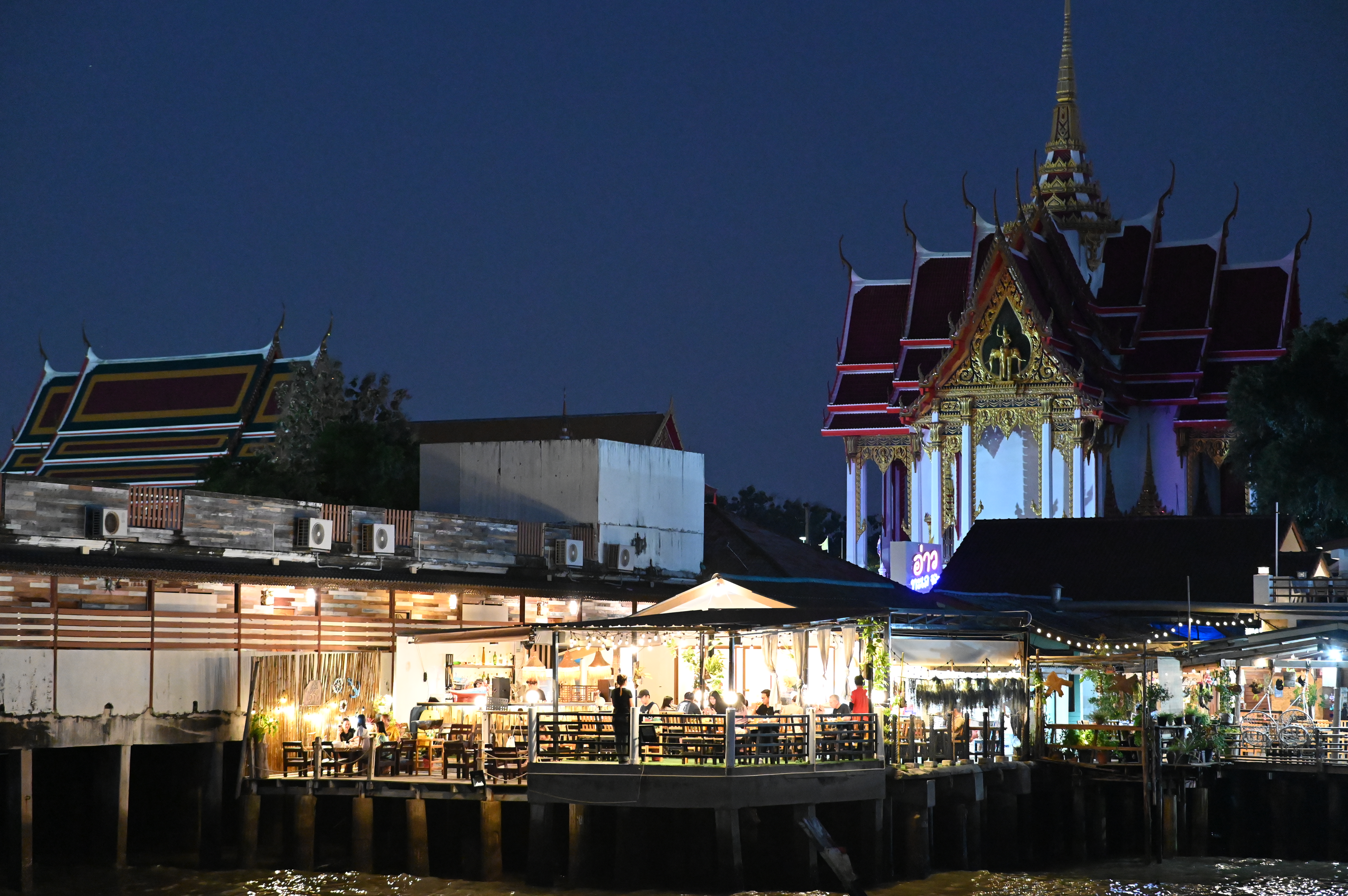 Bangkok temple illuminated