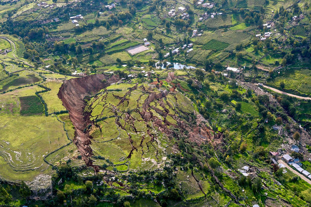 A 15 March 2018 image of a landslide near Cusco, Peru.