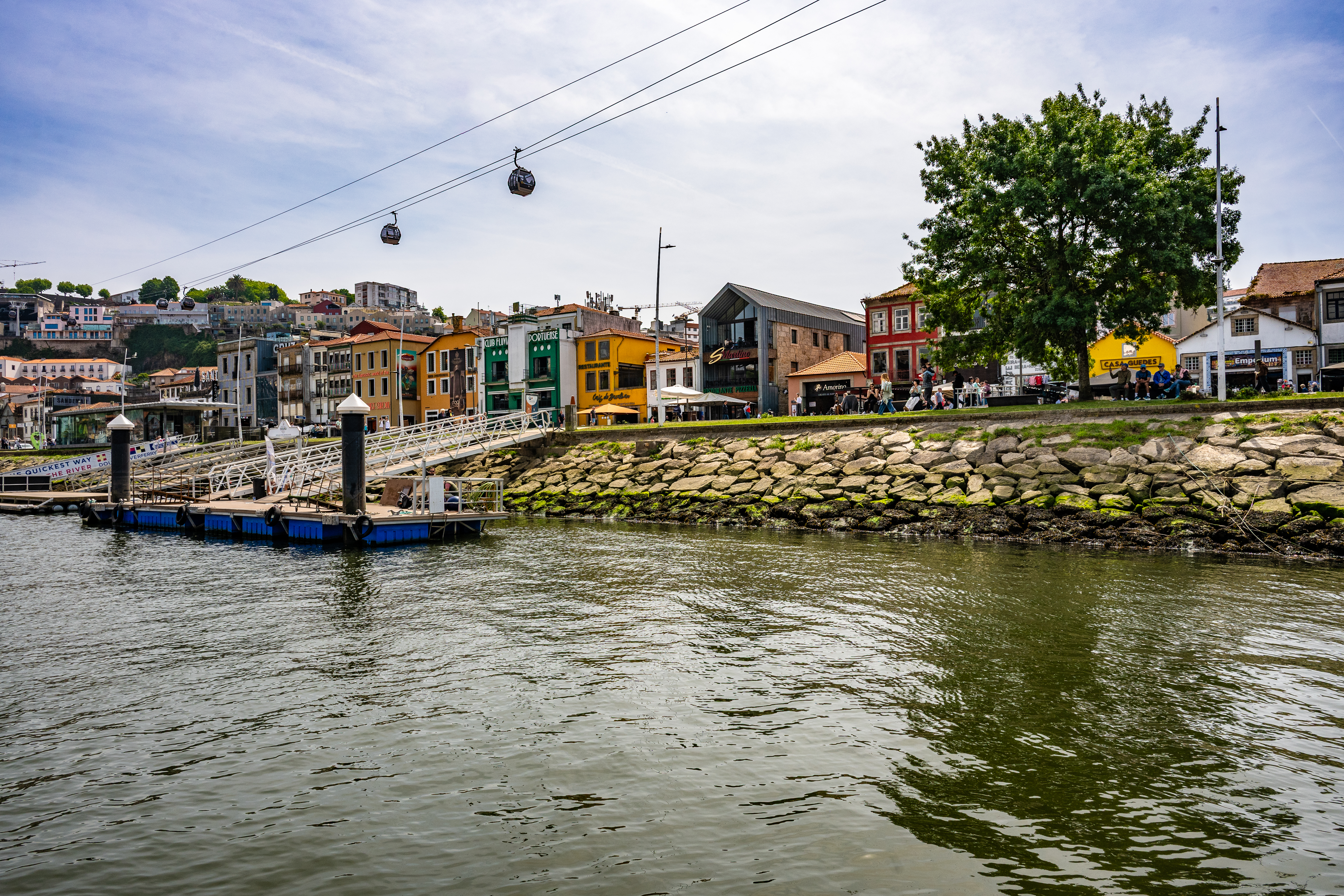 Douro riverfront with cable cars, Porto