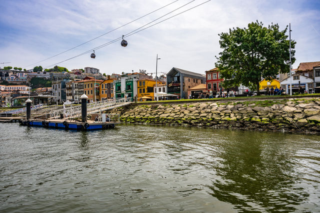 Douro riverfront with cable cars, Porto