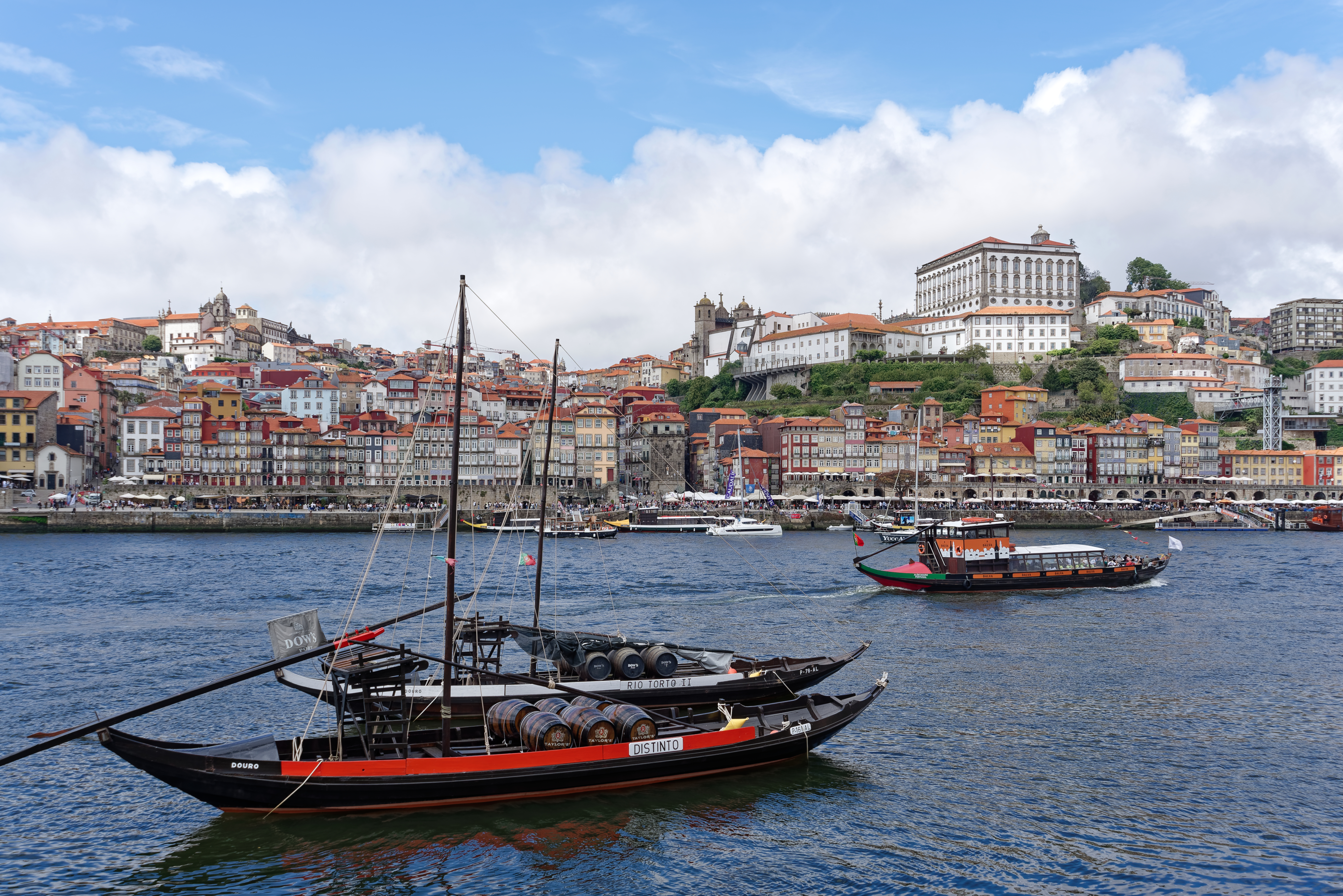 Porto Ribeira waterfront and Douro river (festival held in Vila Nova de Gaia)