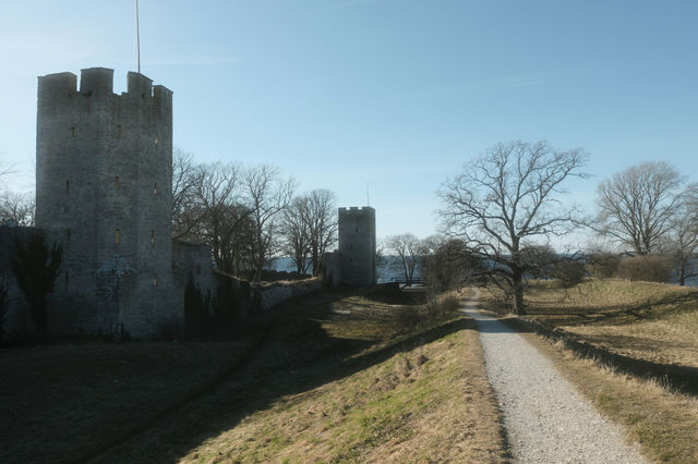 Two of the medieval towers on the city wall of Visby, Gotland, Sweden.