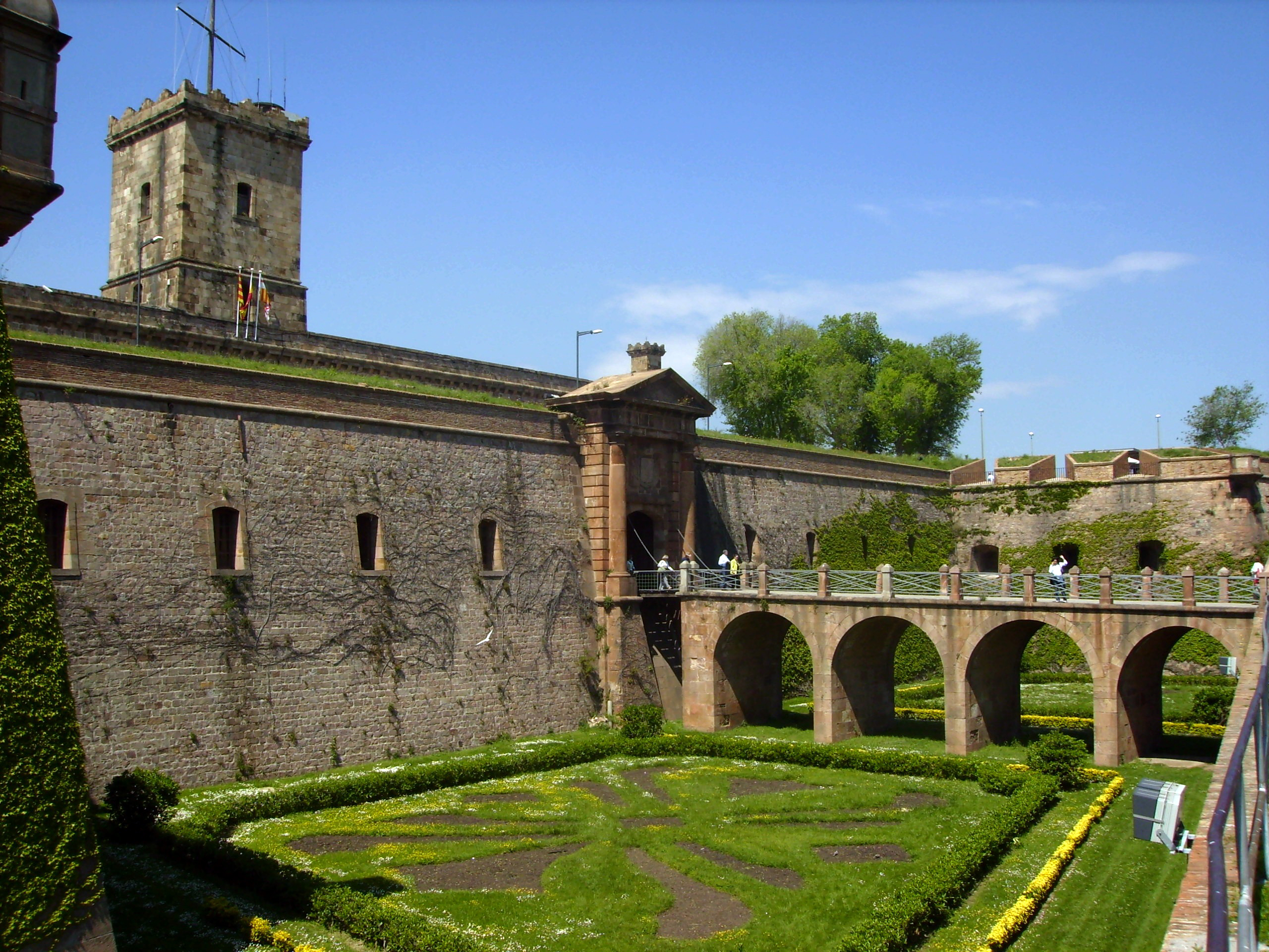 The moat of Castell de Montjuïc, where the open-air cinema is held