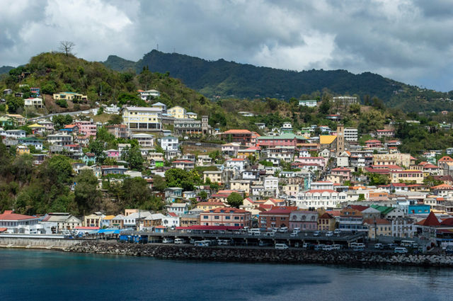View from sea of St. Georges, Grenada in the Caribbean.