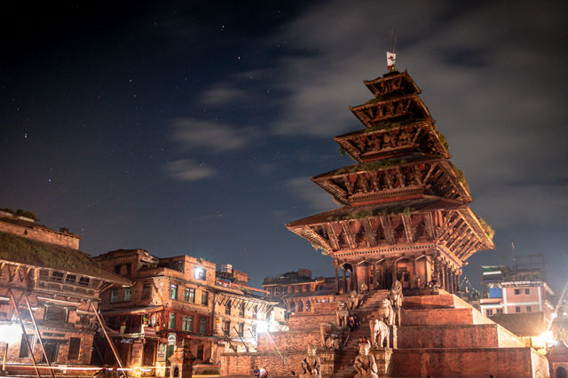Nyatapola Temple, Bhaktapur, Nepal in Night.