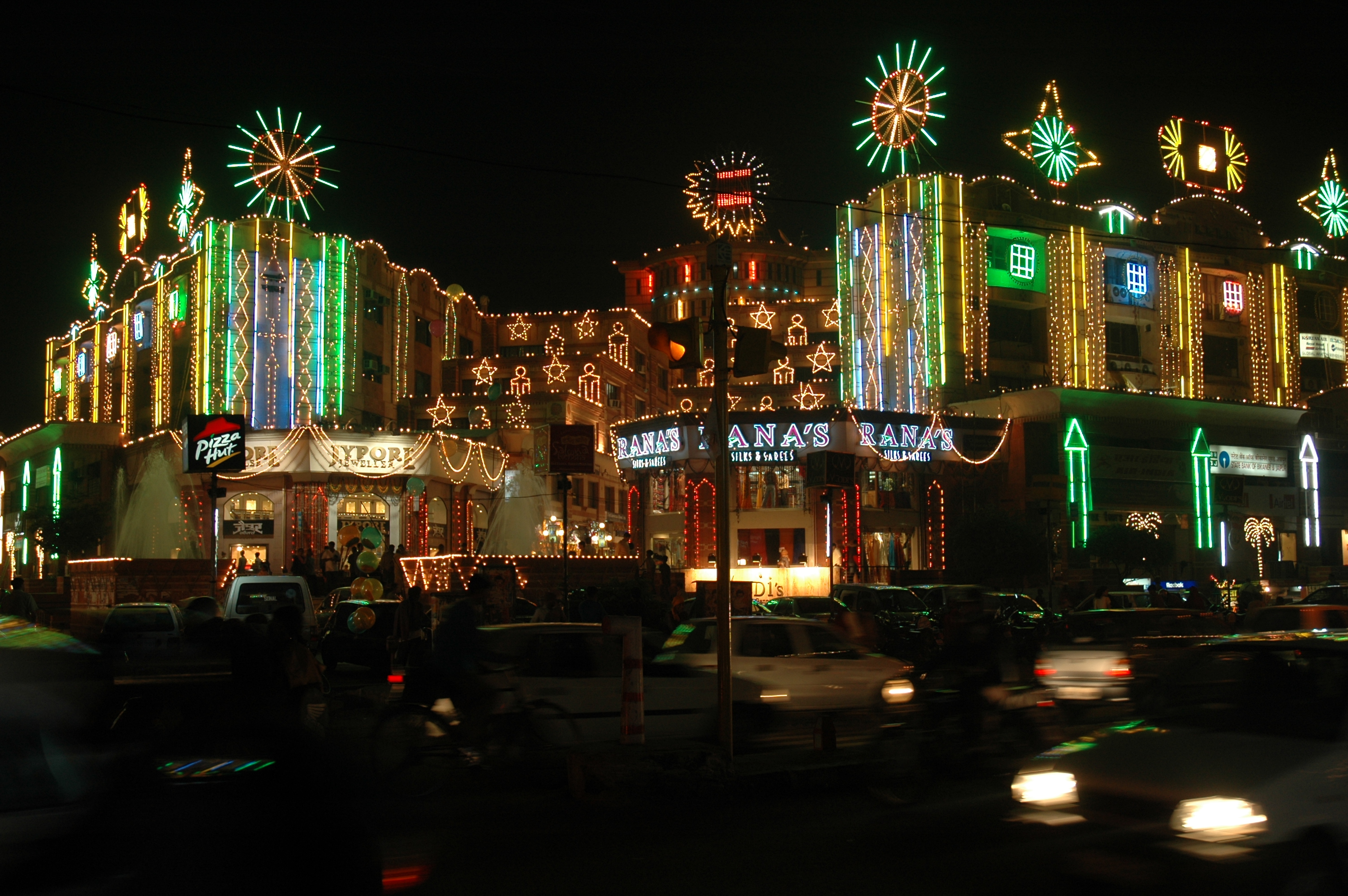 Diwali street lights and decorations in Jaipur