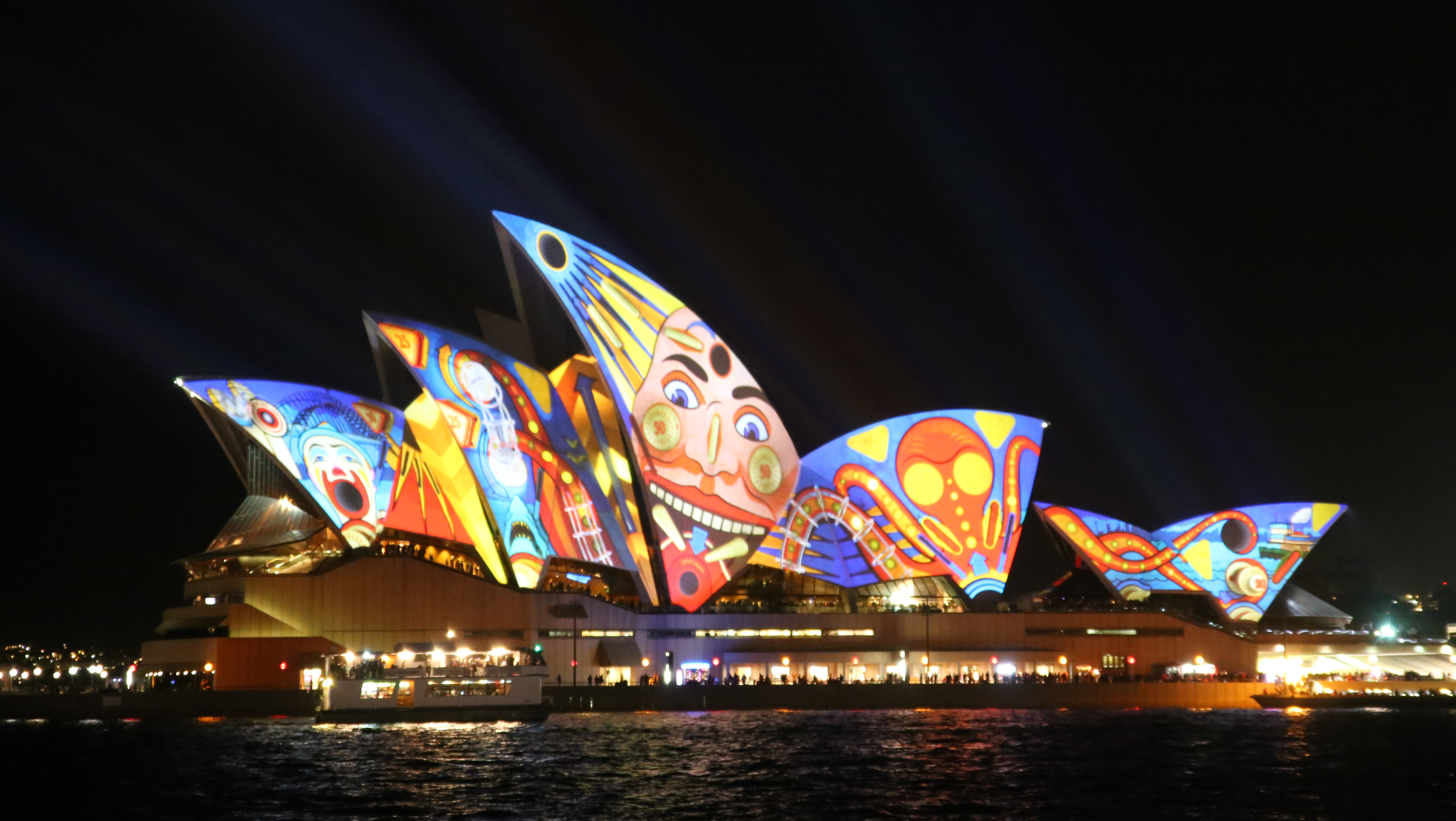 Sydney Opera House sails lit up during Vivid Sydney