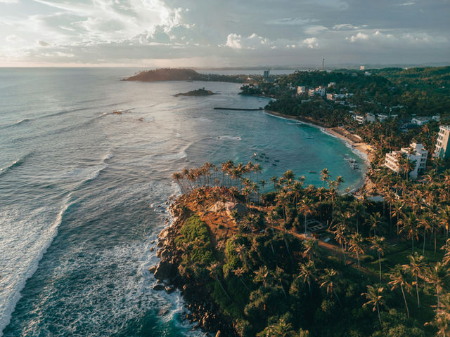 Mirissa beach at sunset.
