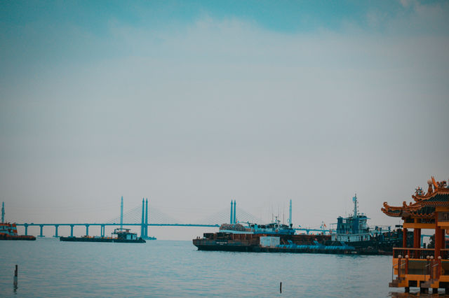 View of Penang Bridge over Malacca Strait