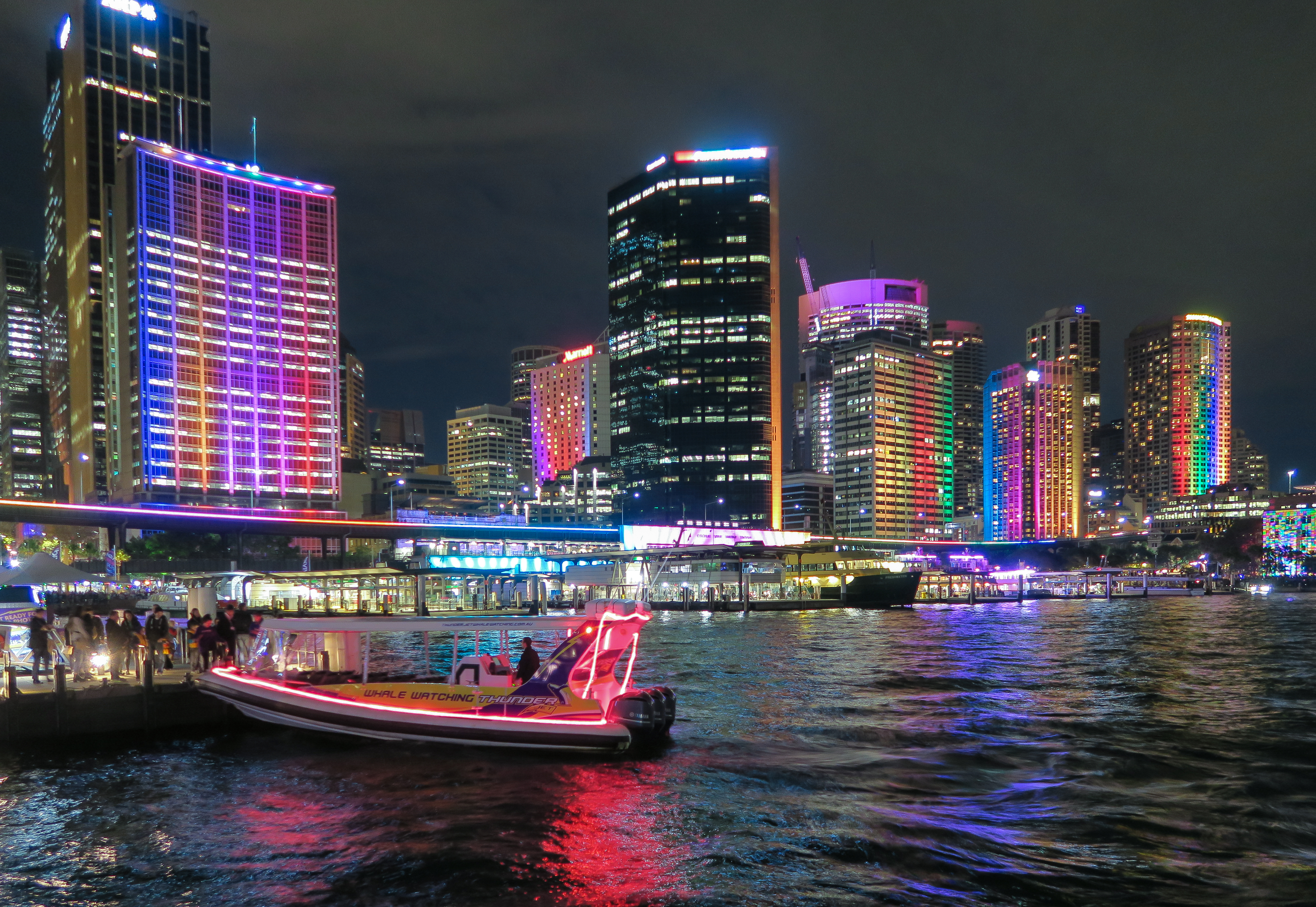 Sydney skyline illuminated during Vivid Sydney