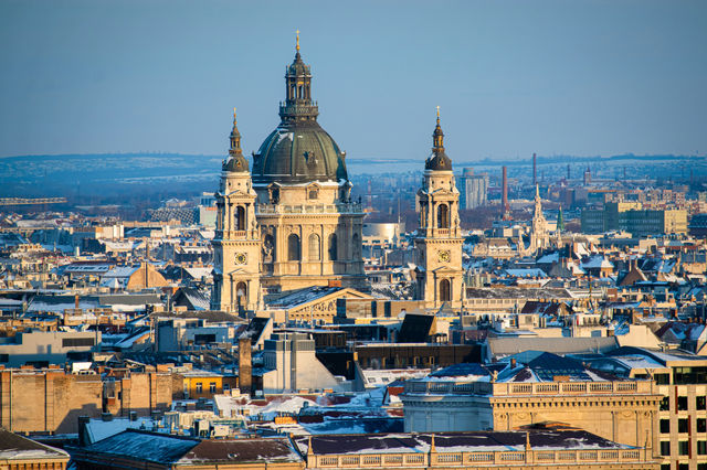 St. stephen's basilica in budapest, hungary, during winter.