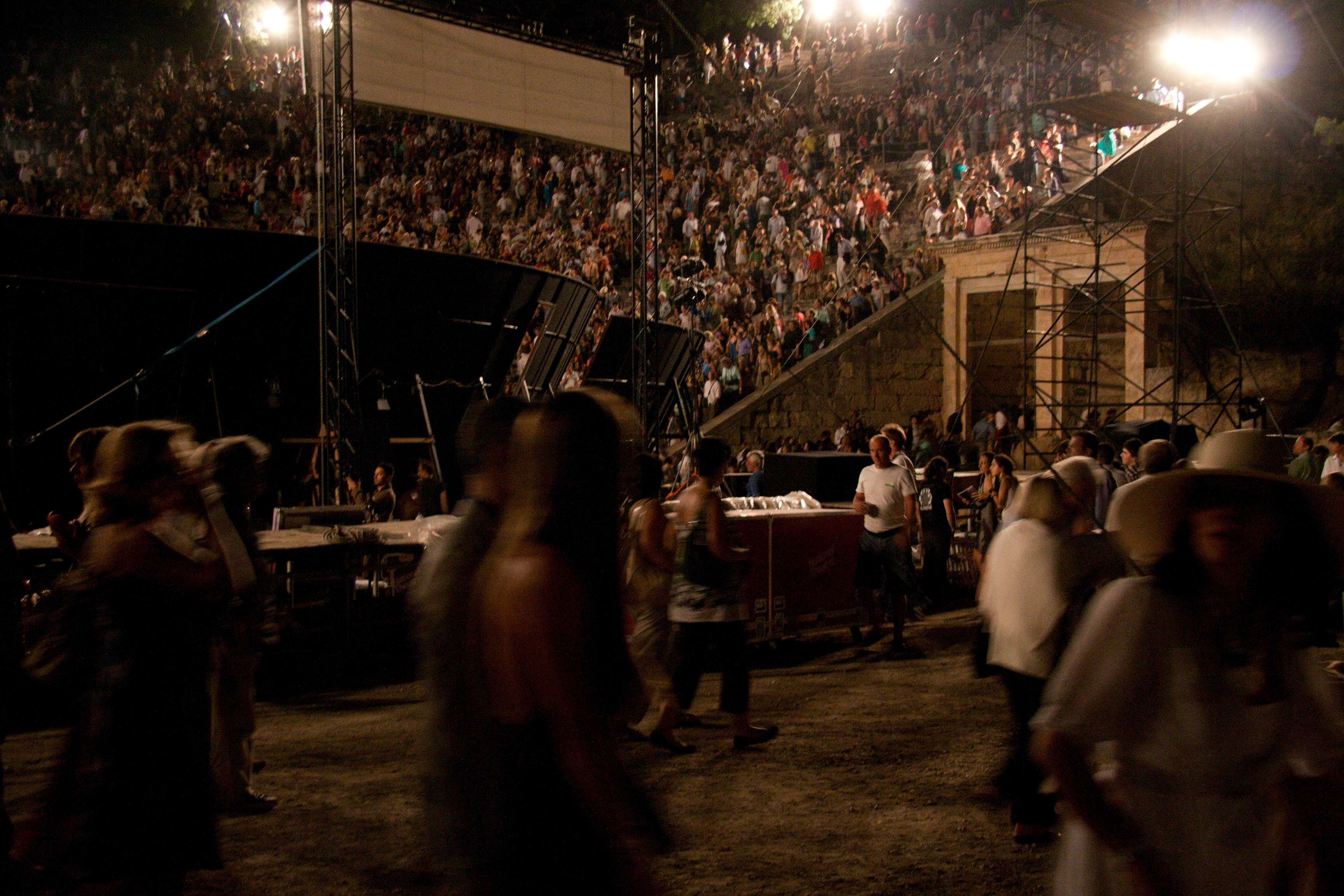 Audience and stage during a performance at Epidaurus