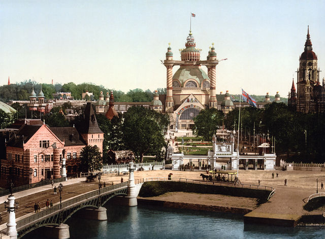 General Art and Industrial Exposition of Stockholm in 1897 at Stockholm, Sweden. The colouring of the flags may be in error