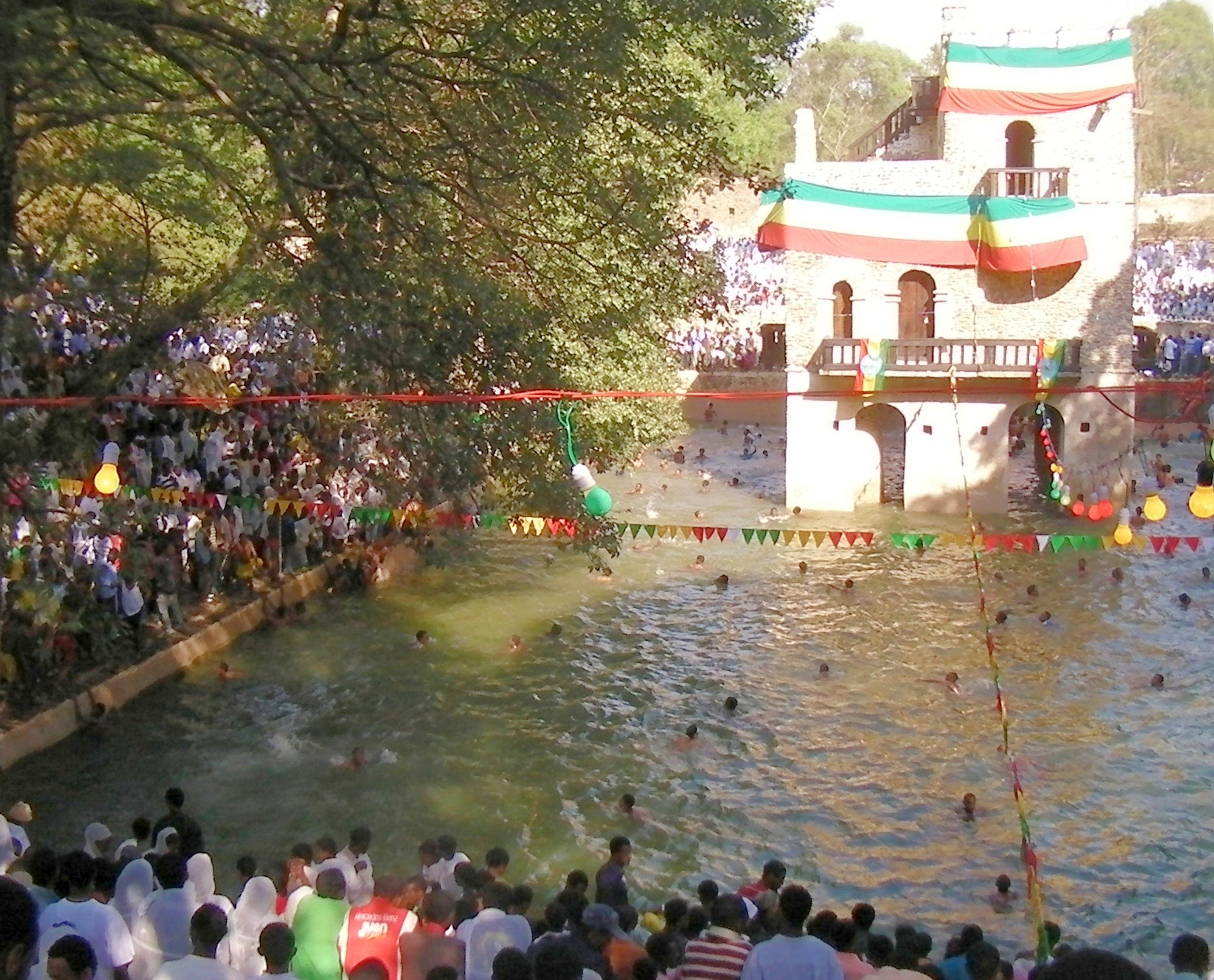 Timkat celebration at Fasilides Bath, Gondar