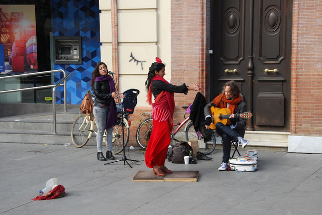 Flamenco performance on a Seville street