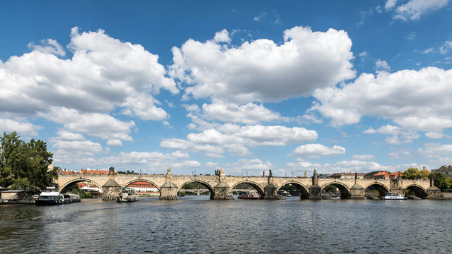 Charles bridge over vltava river in prague