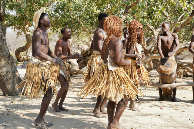 Impressive tribal dance performed by Okavango Delta locales.