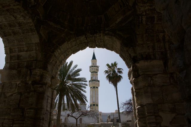 Arch of Marcus Aurelius with view of Gurgi Mosque