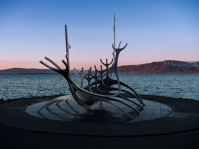 The Sun Voyager statute at Reykjavik, Icelander. A landmark of Reykjavik.
