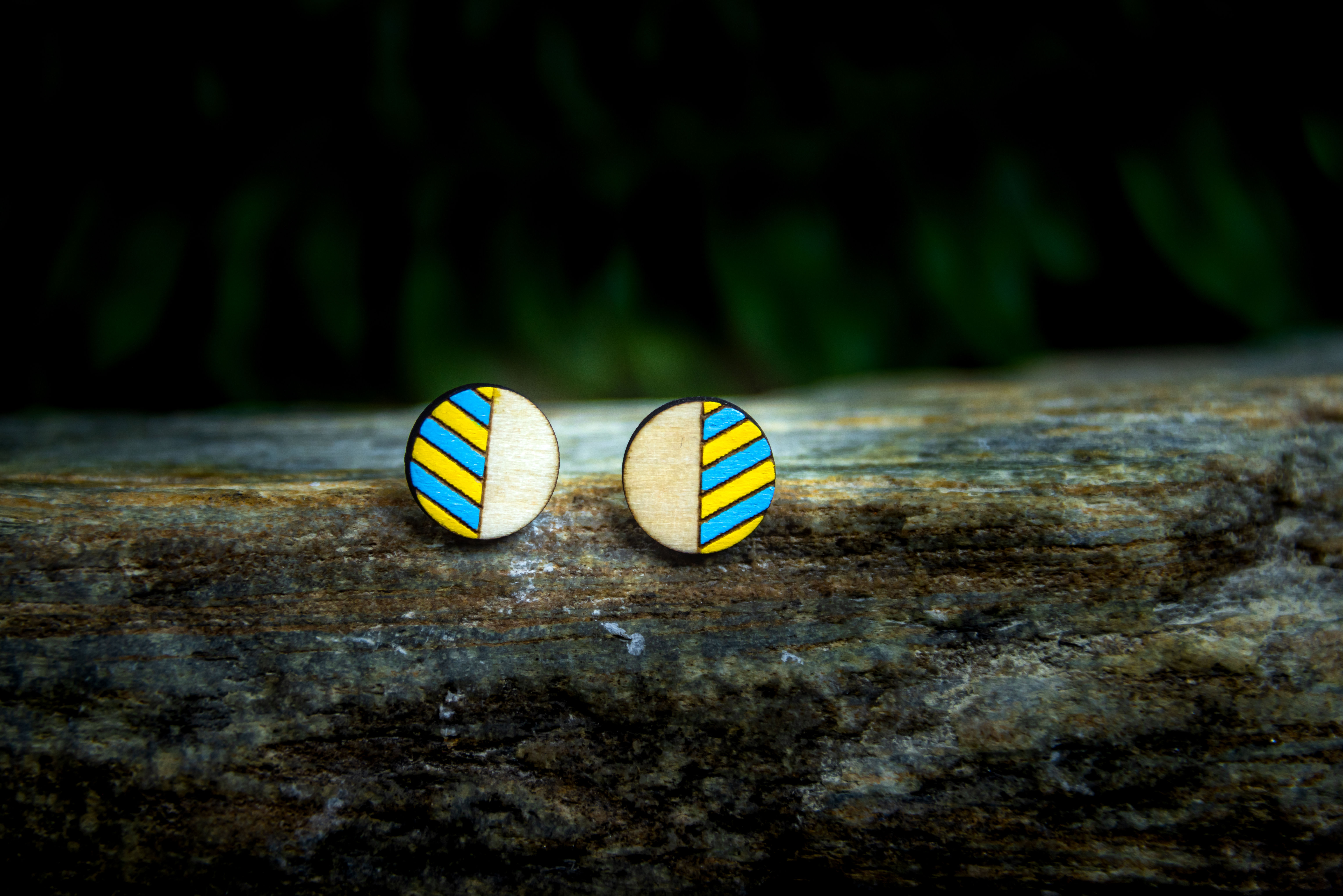 Striped Circle Stud Earrings