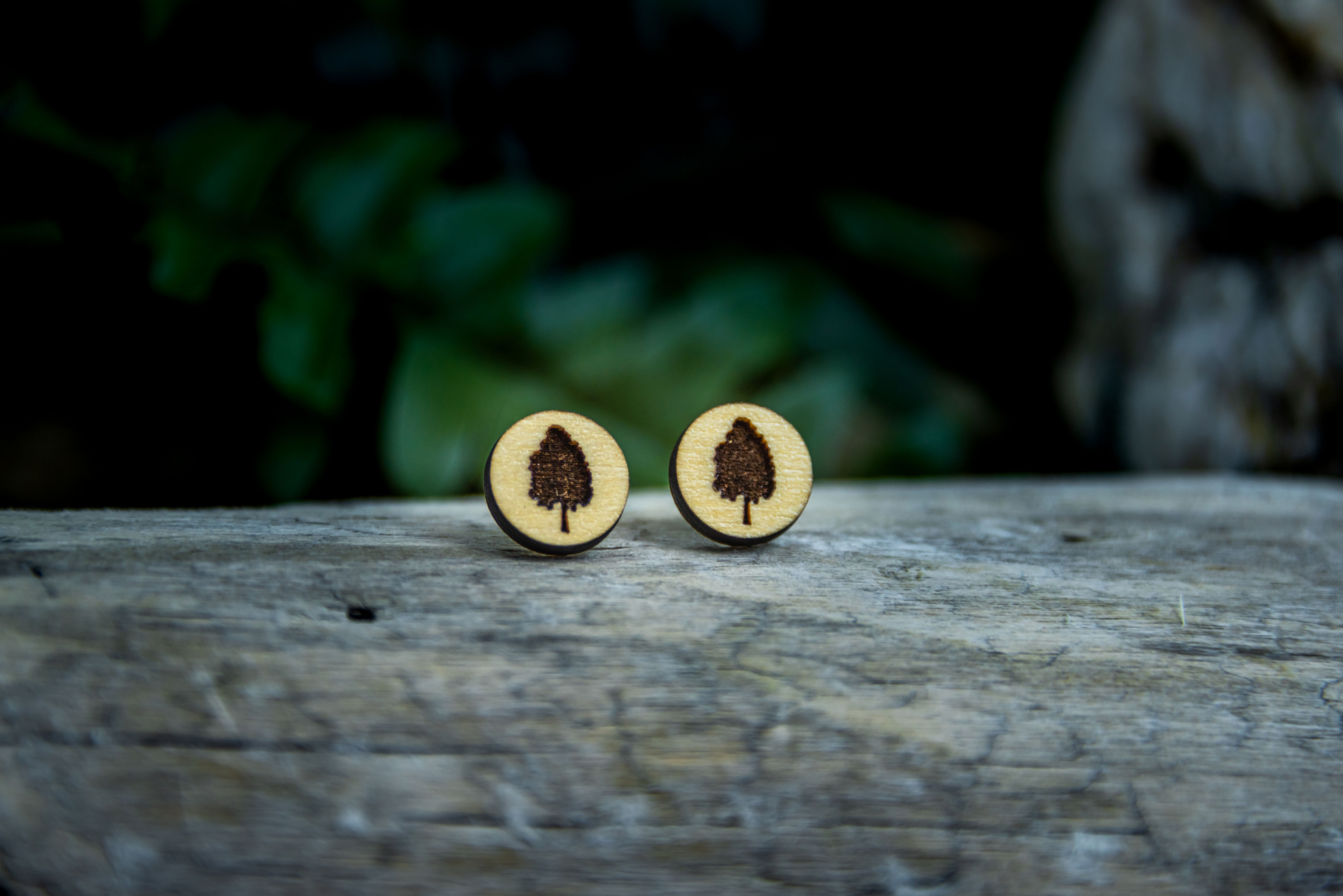 Poplar Tree Silhouette Stud Earrings