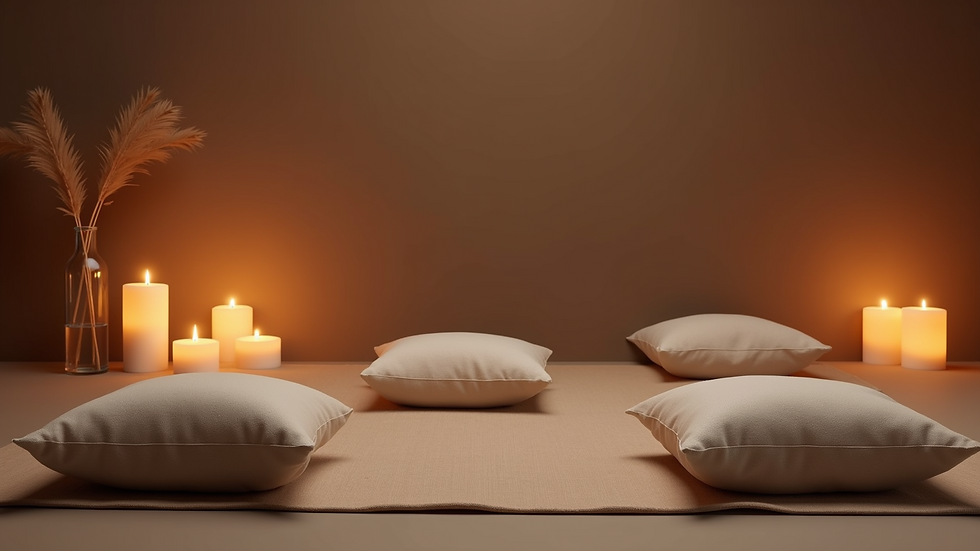 Close-up view of a tranquil meditation space