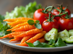 A vibrant plate of fresh vegetables promoting gut health